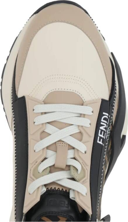 Fendi Lage leren sneakers in wit beige Multicolor Heren