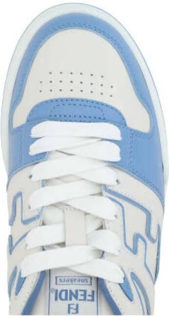 Fendi Lage Top Leren Sneakers Wit Blauw Multicolor Heren