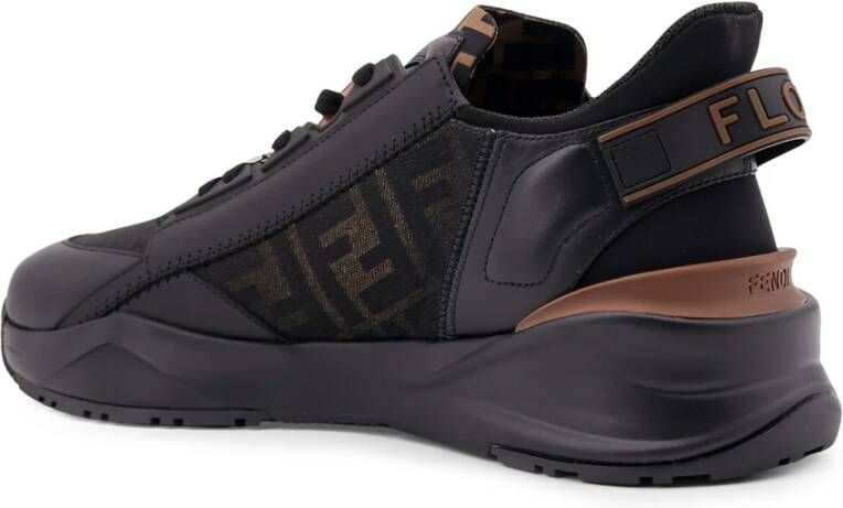 Fendi Leren Jacquard Sneakers met FF Detail Black Heren