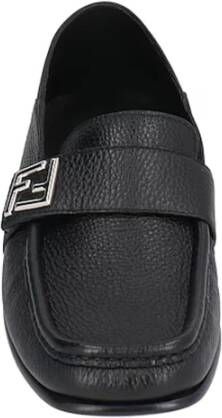 Fendi Leren Loafers met Vierkante Neus Black Heren