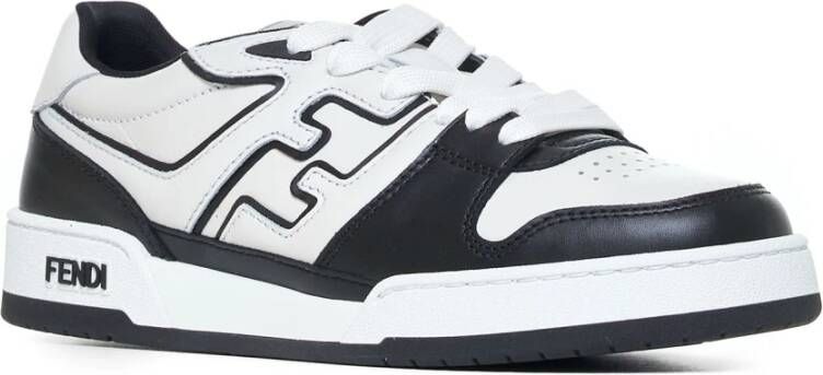 Fendi Match Leren Sneakers in Wit Zwart Multicolor Heren