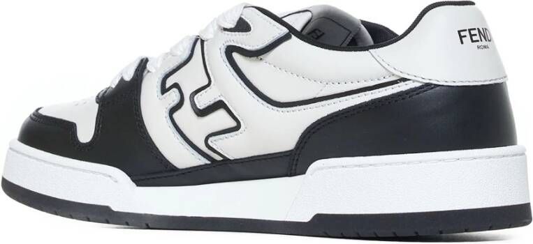 Fendi Match Leren Sneakers in Wit Zwart Multicolor Heren