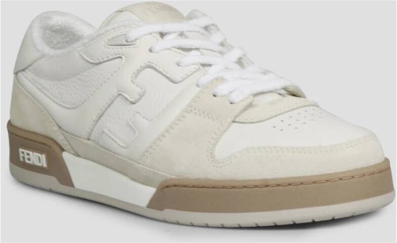 Fendi Match Sneakers in Leer en Suède White Heren