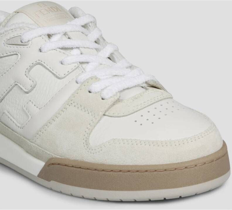 Fendi Match Sneakers in Leer en Suède White Heren