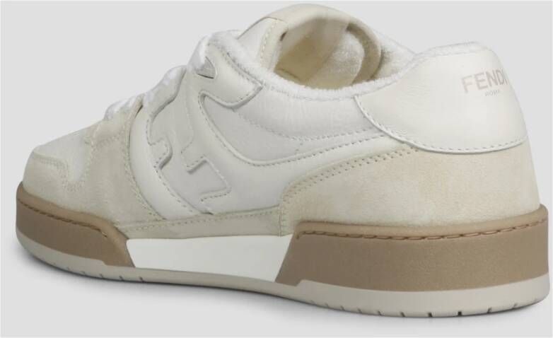 Fendi Match Sneakers in Leer en Suède White Heren