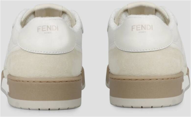 Fendi Match Sneakers in Leer en Suède White Heren