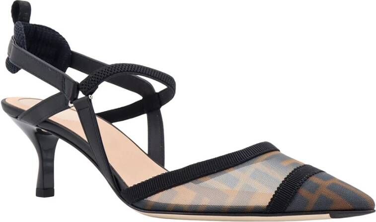 Fendi Mesh Slingback met FF Motif Brown Dames