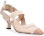 Fendi Mesh Slingback met Roze Leren Details Beige Dames - Thumbnail 2