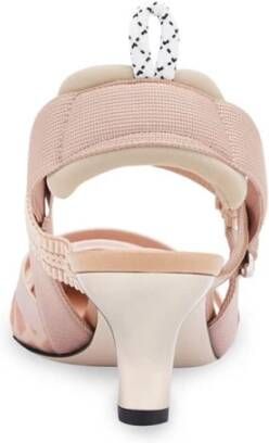 Fendi Mesh Slingback met Roze Leren Details Beige Dames