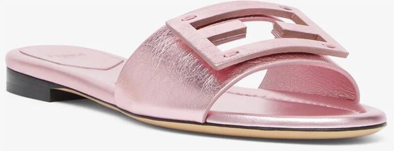 Fendi Metallic Pink Slides met Baguette Motif Pink Dames