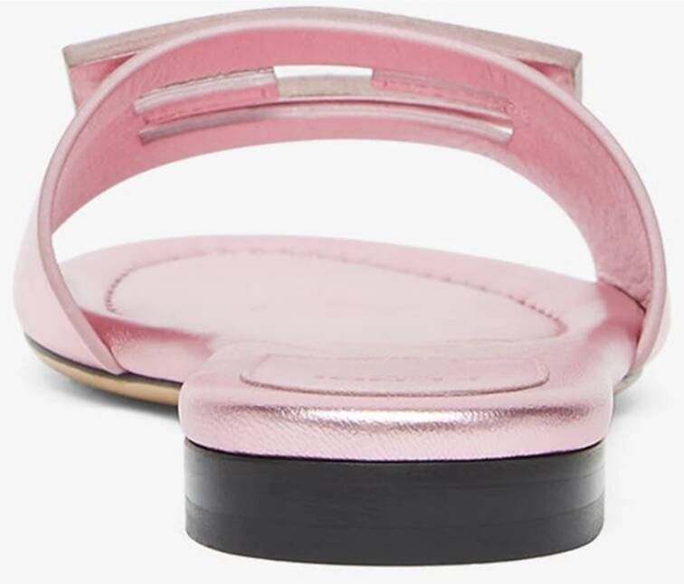 Fendi Metallic Pink Slides met Baguette Motif Pink Dames