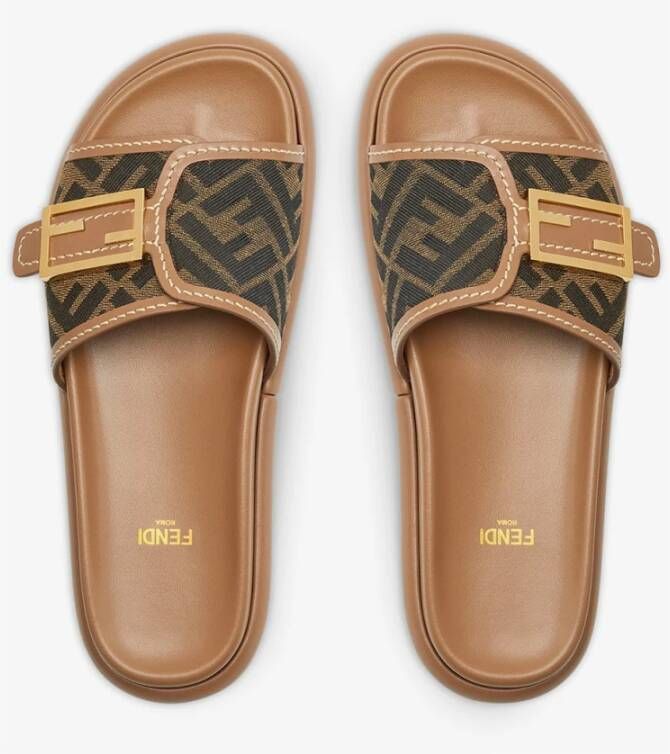 Fendi Sliders Bruin Dames