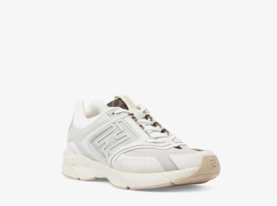 Fendi Witte Leren Sneakers met FF Patroon Wit Heren