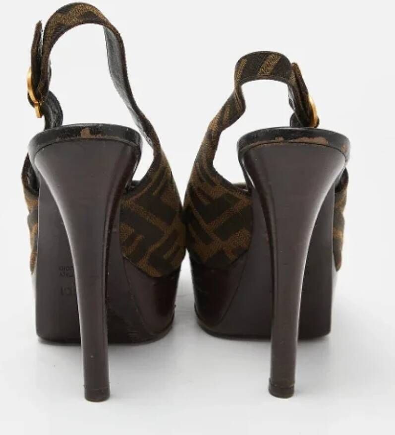 Fendi Vintage Pre-owned Canvas heels Brown Dames