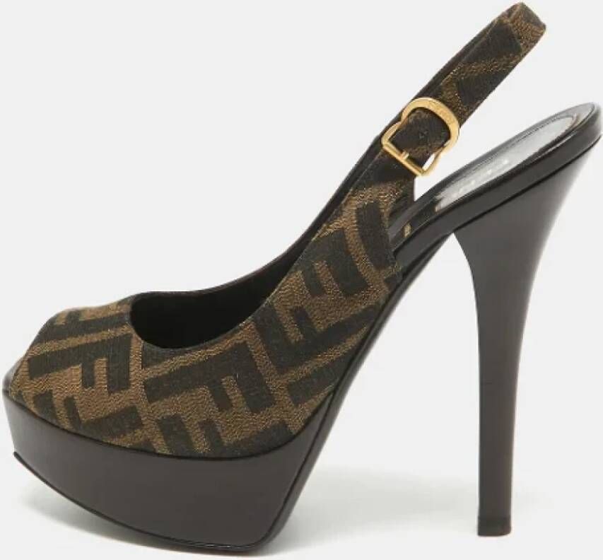 Fendi Vintage Pre-owned Canvas heels Brown Dames