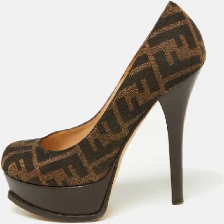 Fendi Vintage Pre-owned Canvas heels Brown Dames