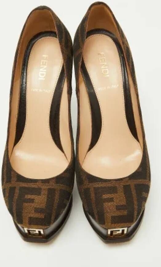 Fendi Vintage Pre-owned Canvas heels Brown Dames