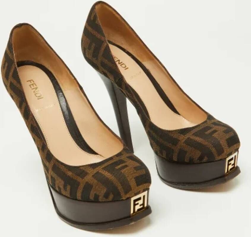 Fendi Vintage Pre-owned Canvas heels Brown Dames