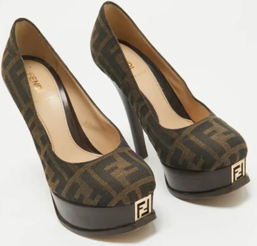 Fendi Vintage Pre-owned Canvas heels Brown Dames