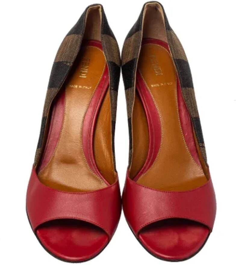 Fendi Vintage Pre-owned Canvas heels Red Dames