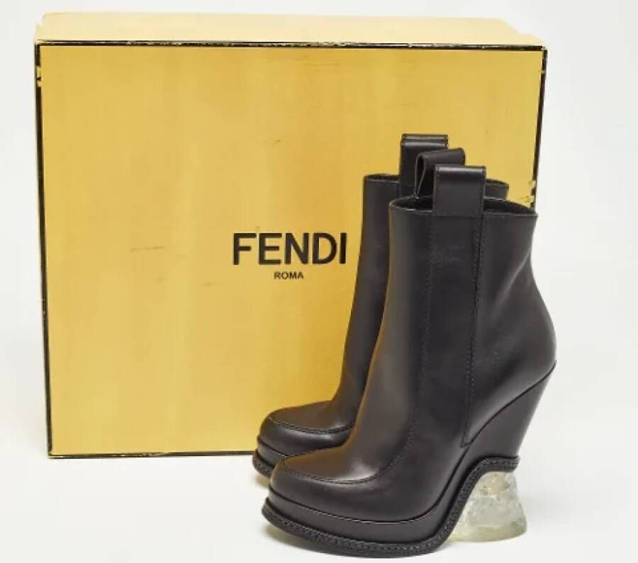 Fendi Vintage Pre-owned Leather boots Black Dames