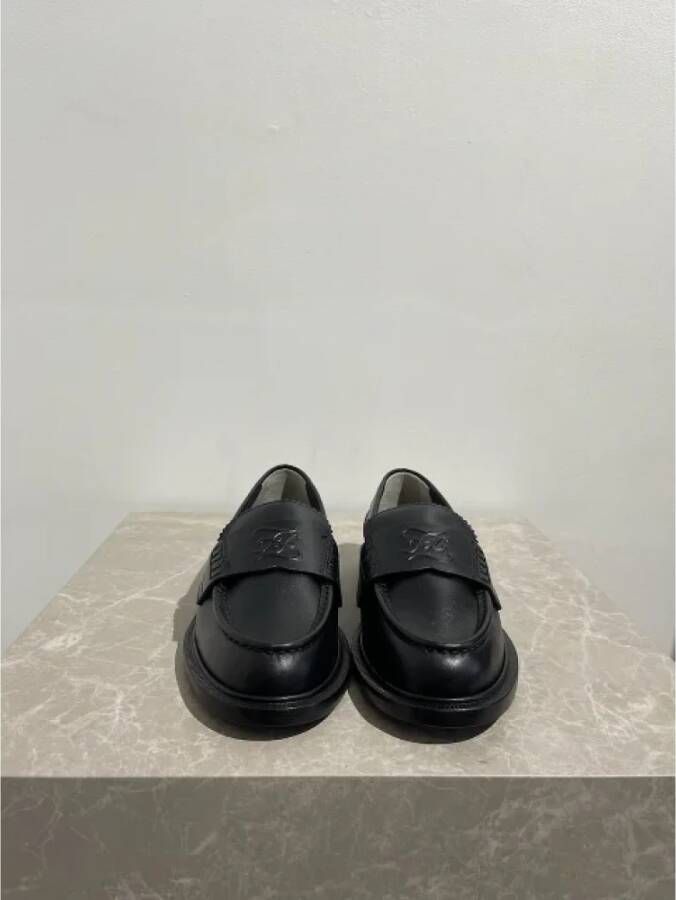 Fendi Vintage Pre-owned Leather flats Black Dames