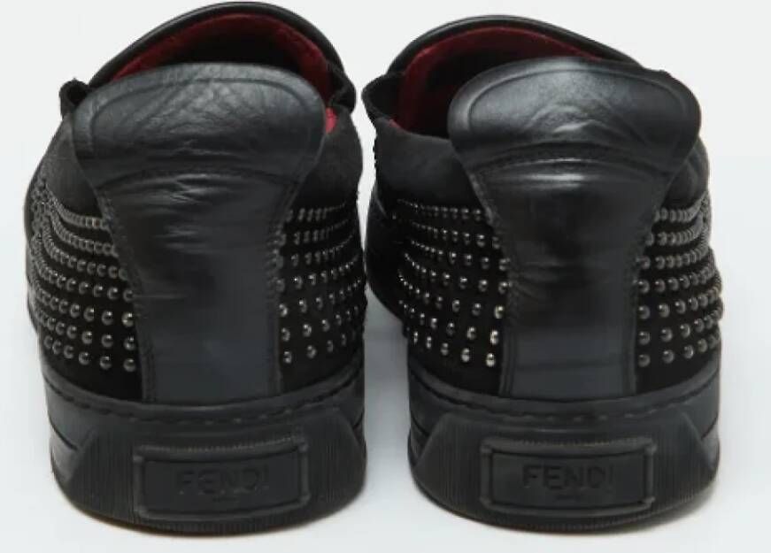 Fendi Vintage Pre-owned Leather sneakers Black Heren