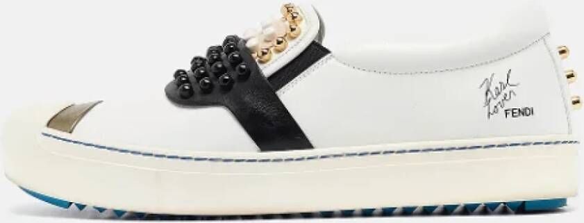 Fendi Vintage Pre-owned Leather sneakers White Dames