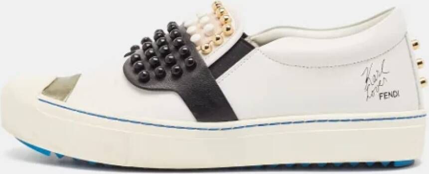 Fendi Vintage Pre-owned Leather sneakers White Dames