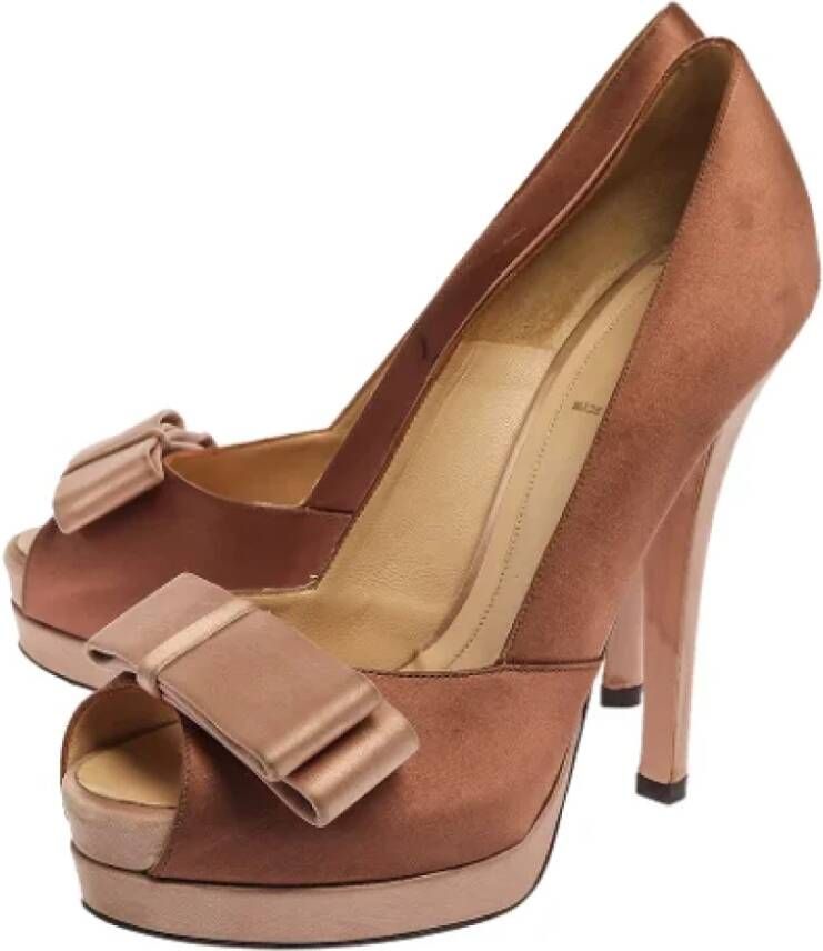 Fendi Vintage Pre-owned Satin heels Brown Dames