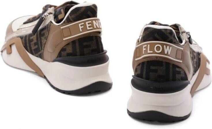 Fendi Wit Ice Flow Leren Stof Sneakers Multicolor Heren