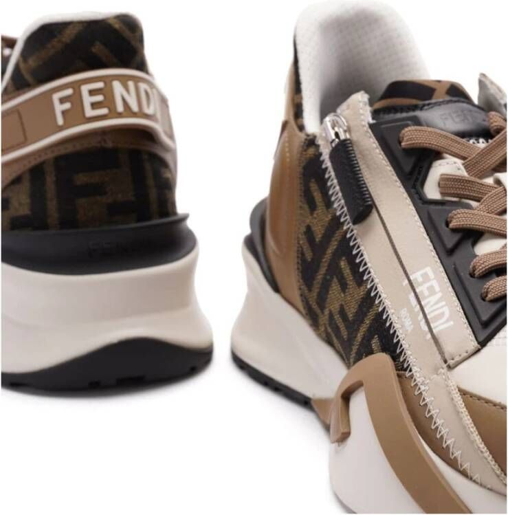 Fendi Wit Ice Flow Leren Stof Sneakers Multicolor Heren