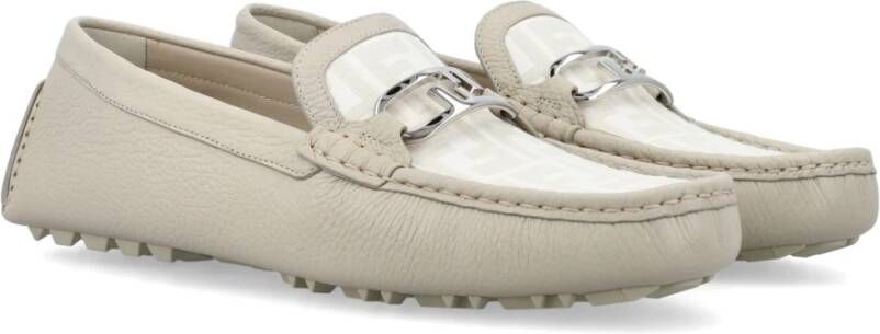 Fendi Witte Gesloten O'clock Loafers Schoenen White Heren