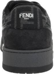 Fendi Zwarte FF Stof Lage Sneakers Gray Heren