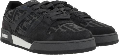 Fendi Zwarte FF Stof Lage Sneakers Gray Heren