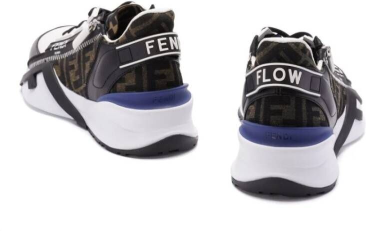 Fendi Zwarte Leren Flow Vitello+Tessut Handtas Black Heren