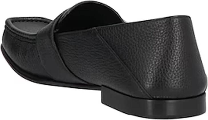 Fendi Zwarte Leren Loafers Stijlvolle Vierkante Neus Black Heren