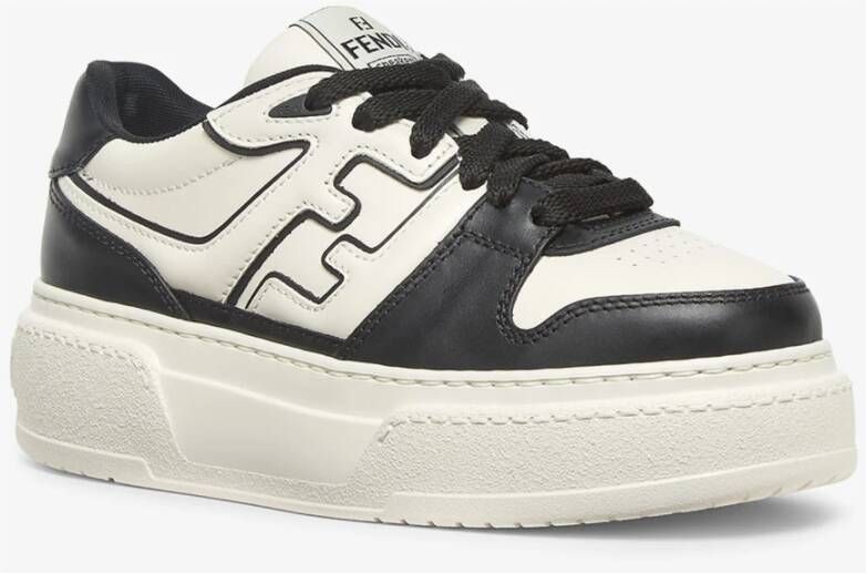 Fendi Zwarte leren sneakers met FF-applicatie Black Dames