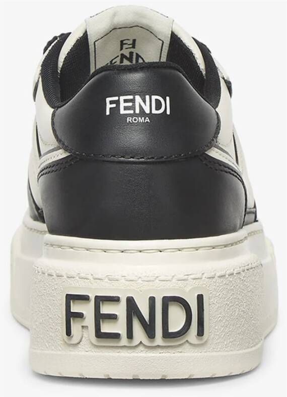 Fendi Zwarte leren sneakers met FF-applicatie Black Dames