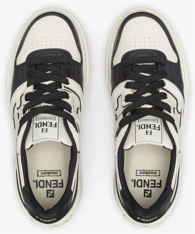 Fendi Zwarte leren sneakers met FF-applicatie Black Dames