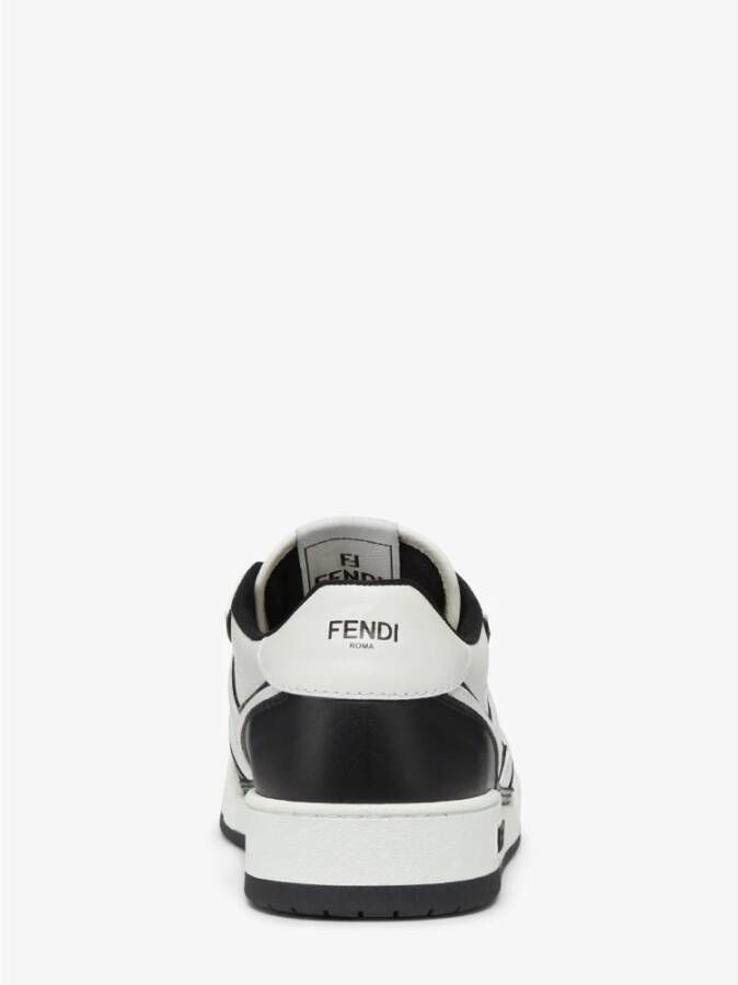 Fendi Zwarte Leren Sneakers met Witte Details Black Heren