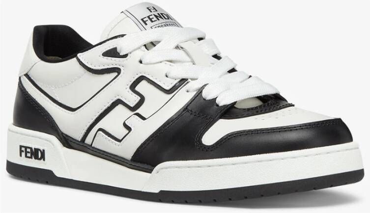 Fendi Zwarte Leren Sneakers met Witte Details Black Heren