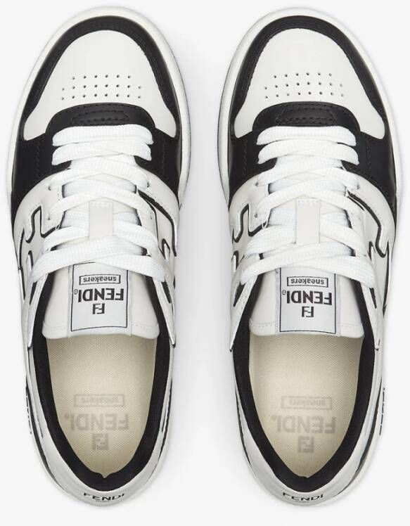 Fendi Zwarte Leren Sneakers met Witte Details Black Heren