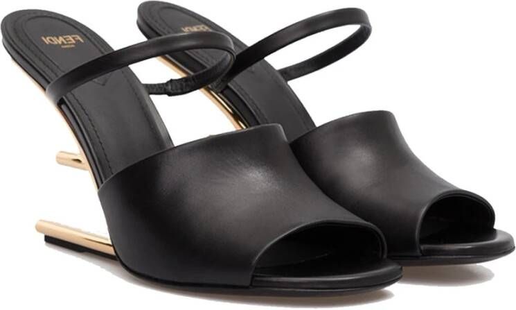 Fendi Zwarte Slip-On Leren Muiltjes Black Dames