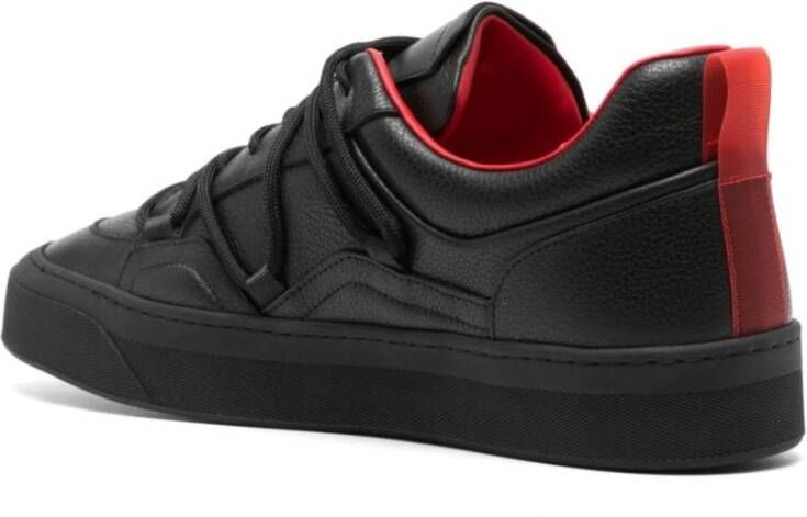 Ferrari Zwarte Leren Sneakers Paneelontwerp Black Heren