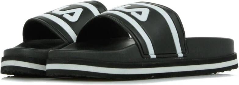 Fila Dames Sleehak Slippers Zwart Strepen Black Dames