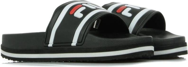 Fila Dames Sleehak Slippers Zwart Strepen Black Dames