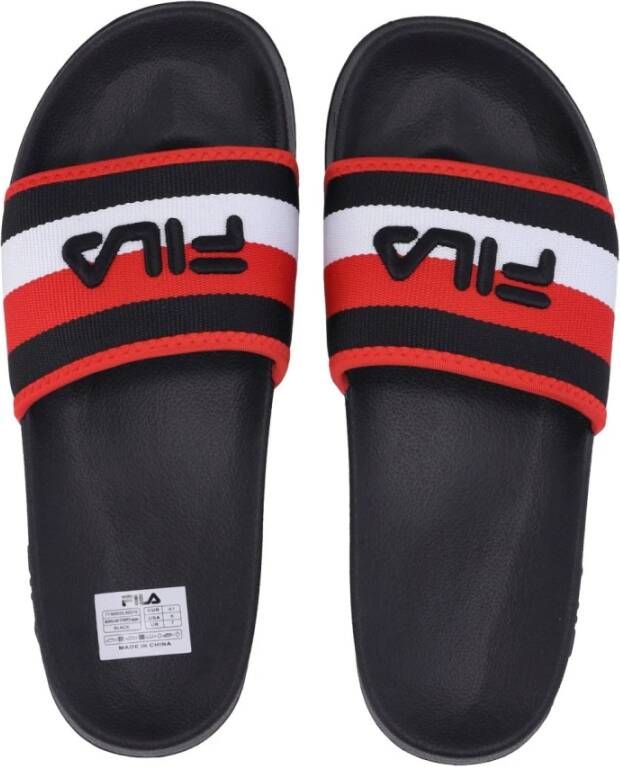 Fila Gestreepte Zwarte Heren Slippers Black Heren