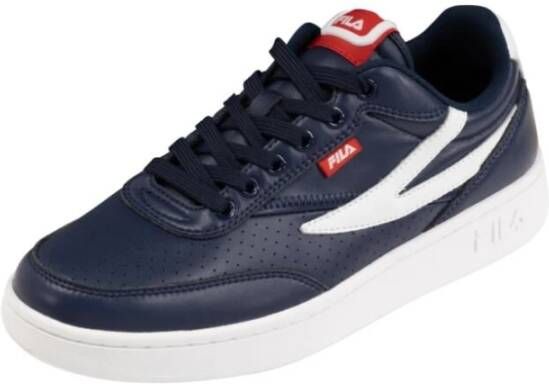 Fila Leren Sneakers Ronde Neus Rubberen Zool Blue Heren