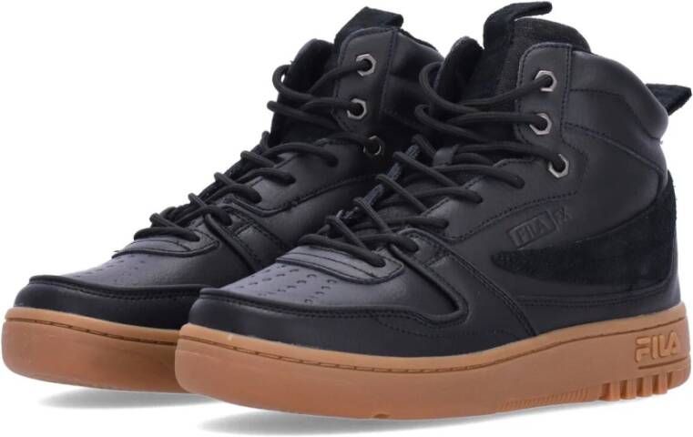 Fila Zwarte High-Top Sneaker Vetersluiting Black Heren